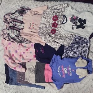 Large 16 pc baby girl clothing lot jeans pants U of M michigan outfit 12M shirts